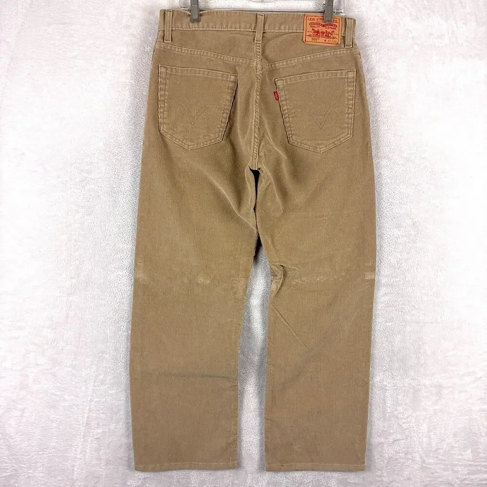 VTG Levis 559 Pants Men 33x30 Beige Corduroy Relaxed Straight Baggy Skate Y2K